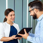 **

"A friendly, professional-looking wellness coordinator, fully clothed in modest, comfortable attire, advising a busy individual in a modern, brightly lit co-working space. The individual is taking notes on a tablet. Safe for work, appropriate content, perfect anatomy, natural proportions, family-friendly, professional photography, high quality."

**